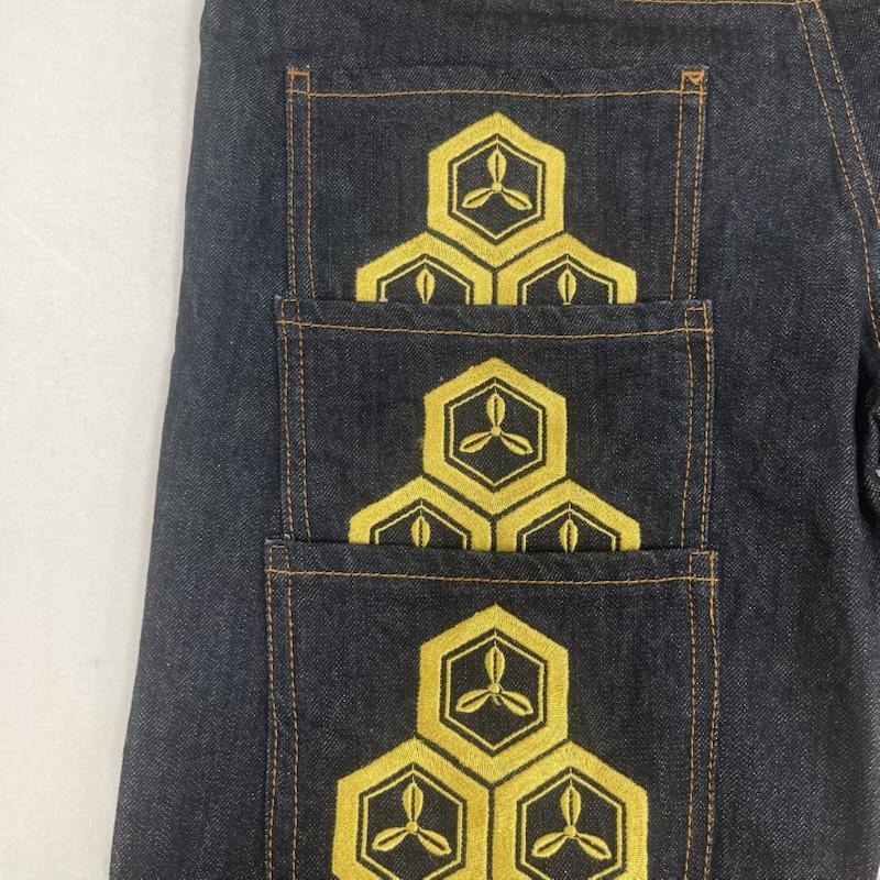 古着 USED パンツ ショートパンツ 雅結 直江兼続 家紋 刺繍 和柄 デニム ハーフ パンツ インディゴ / インディゴ / Indigo メンズ USED 古着 中古 50162770