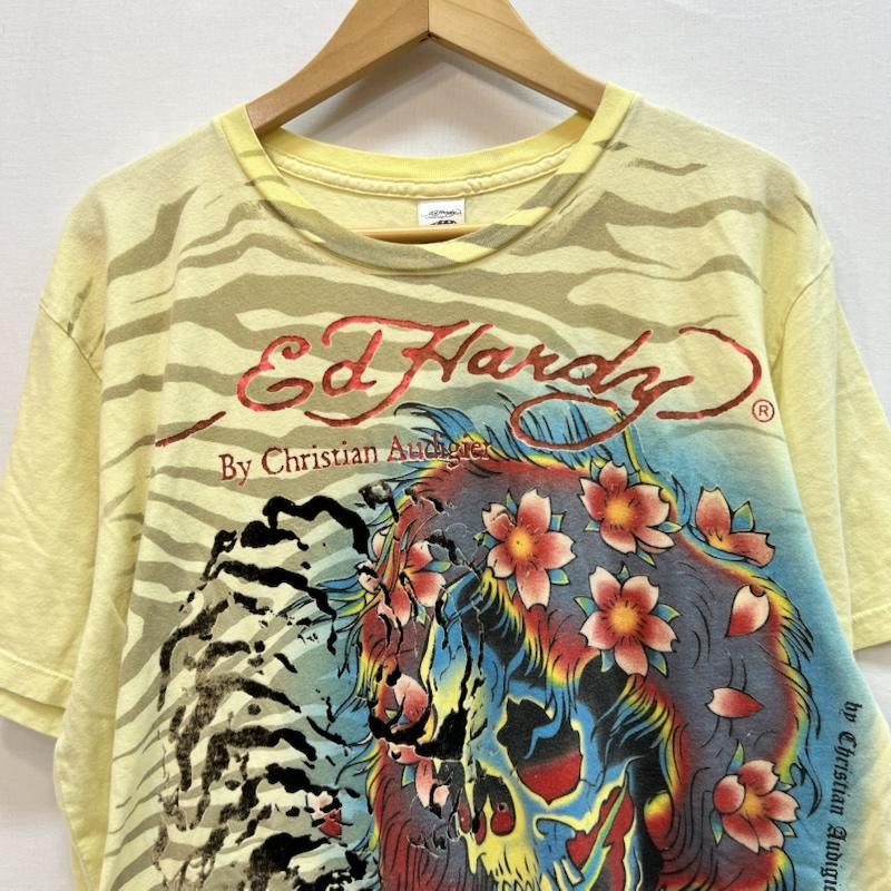 エドハーディー Ed Hardy Tシャツ 半袖 タイガー スカル Tシャツ y2k L 黄 / イエロー / yellow メンズ USED 古着 中古 50162777