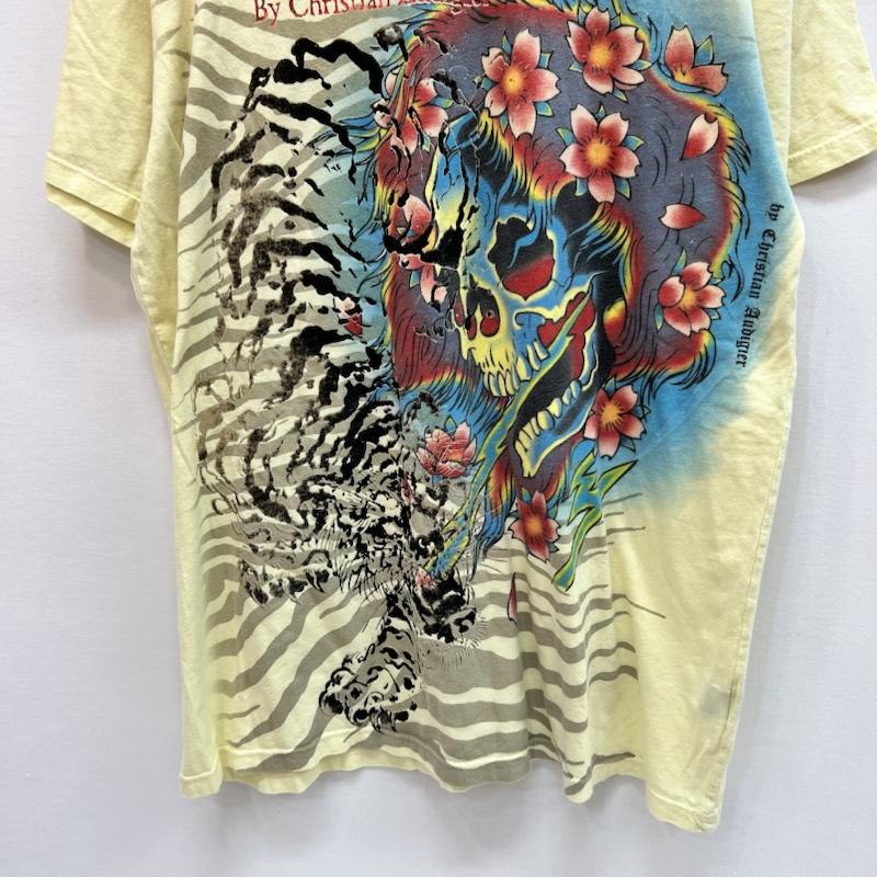 エドハーディー Ed Hardy Tシャツ 半袖 タイガー スカル Tシャツ y2k L 黄 / イエロー / yellow メンズ USED 古着 中古 50162777