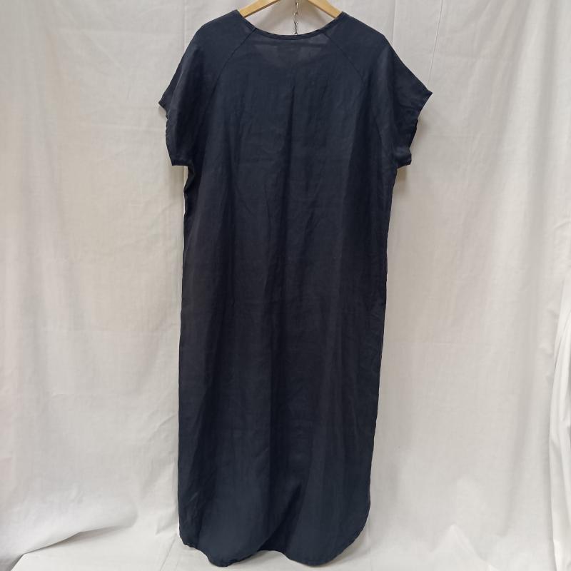 古着 USED ワンピース ロングスカート LAITERIE レイトリー 半袖リネンロングワンピース Vネック ラグランスリーブ マキシ ラウンドヘム 麻 - 無地 ダークグレー / ダークグレー / レディース USED 古着 中古 50162778