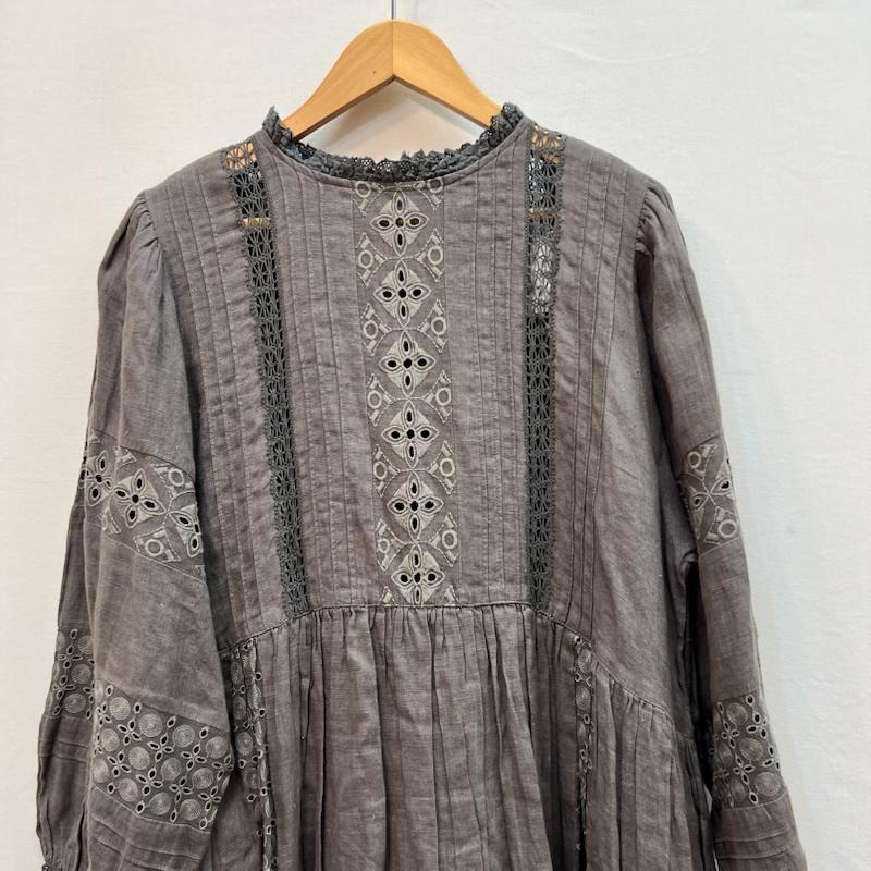 ツハルバイサマンサモスモス TSUHARU by Samansa Mos2 ワンピース ロングスカート リネン レース ワンピース チャコール FREE レディース USED 古着 中古 50162787
