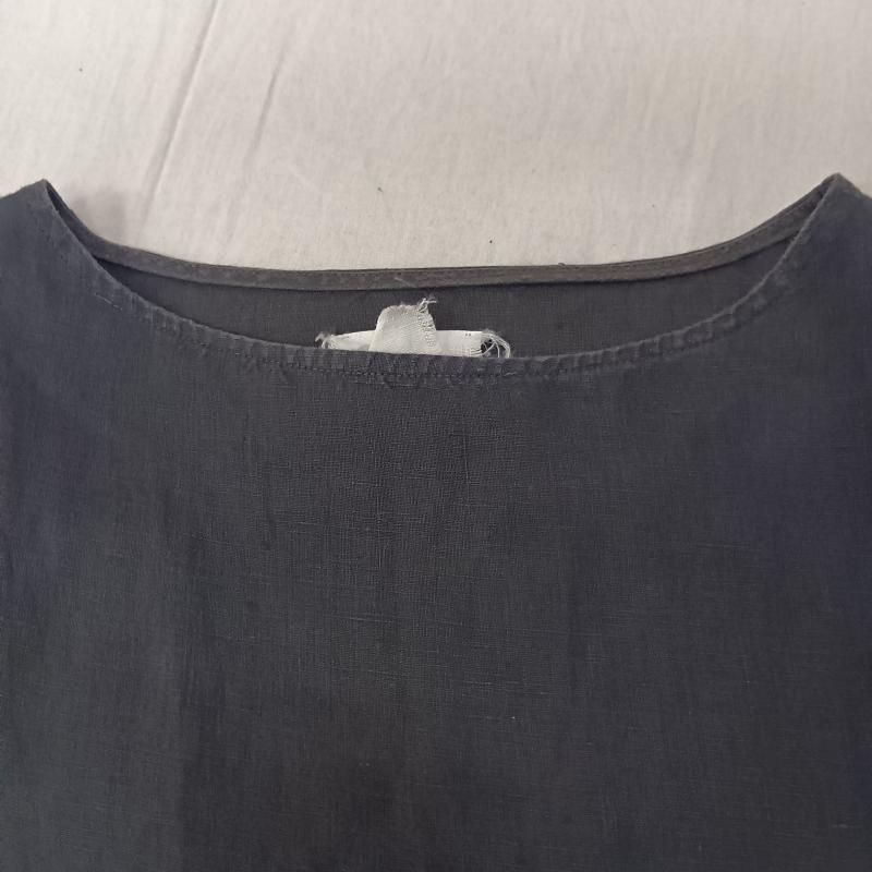 古着 USED ワンピース ひざ丈スカート LAITERIE レイトリー 長袖リネンワンピース 麻 ドロップショルダー 墨黒 - 無地 ダークグレー / ダークグレー / レディース USED 古着 中古 50162795