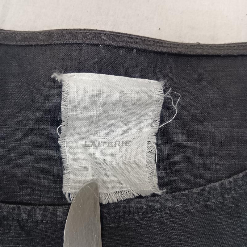 古着 USED ワンピース ひざ丈スカート LAITERIE レイトリー 長袖リネンワンピース 麻 ドロップショルダー 墨黒 - 無地 ダークグレー / ダークグレー / レディース USED 古着 中古 50162795