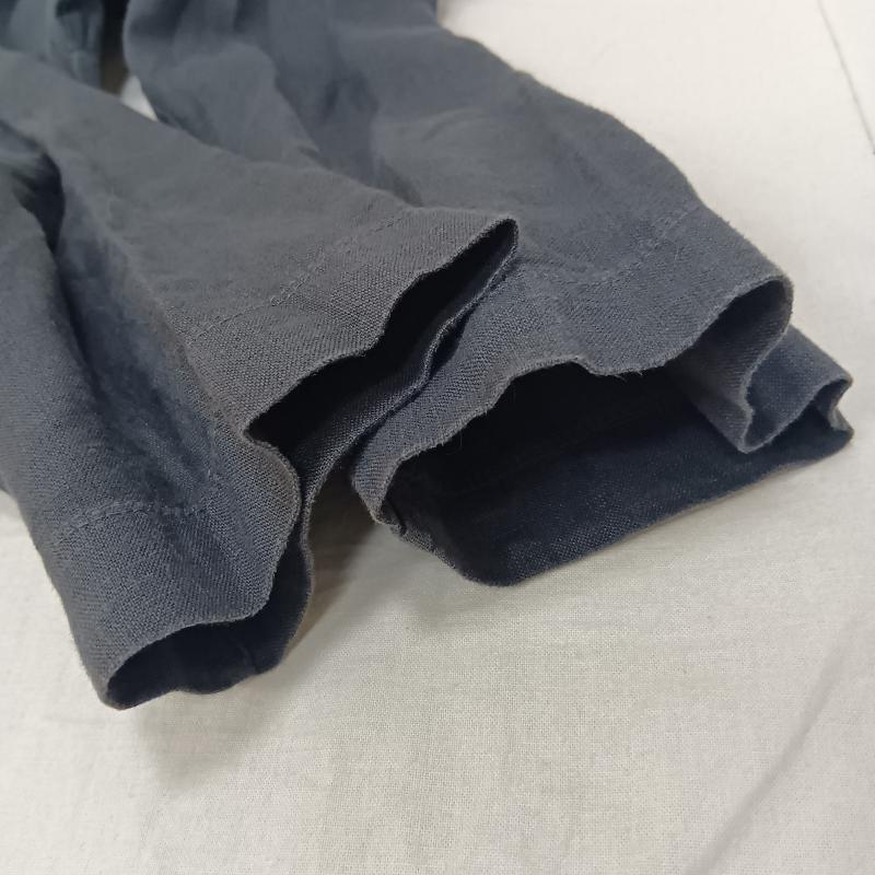 古着 USED ワンピース ひざ丈スカート LAITERIE レイトリー 長袖リネンワンピース 麻 ドロップショルダー 墨黒 - 無地 ダークグレー / ダークグレー / レディース USED 古着 中古 50162795