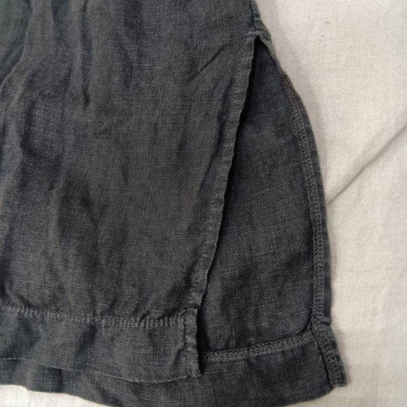古着 USED ワンピース ひざ丈スカート LAITERIE レイトリー 長袖リネンワンピース 麻 ドロップショルダー 墨黒 - 無地 ダークグレー / ダークグレー / レディース USED 古着 中古 50162795