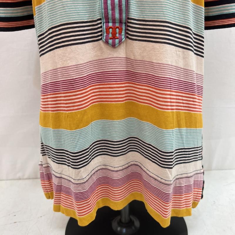 トリーバーチ TORY BURCH ポロシャツ 半袖 ロゴボタン マルチボーダー ポロシャツ y2k XS レディース USED 古着 中古 50162796