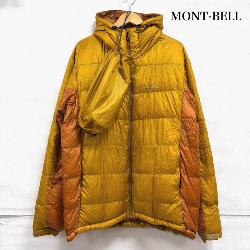 モンベル mont-bell ジャケット、上着 ダウンジャケット アルパイン ライト ダウン パーカー 800FP アウトドア XL ワンポイント X ロゴ、文字 X 刺繍 橙 / オレンジ / orange X マスタード / マスタード / メンズ USED 古着 中古 50162811