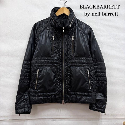 ブラックバレット バイ ニールバレット BLACKBARRETT by NEIL BARRETT ジャケット、上着 ダウンジャケット ジップ ダウンジャケット ライダース 2 無地 黒 / ブラック / black X 銀 / シルバー / silver color メンズ USED 古着 中古 50162816