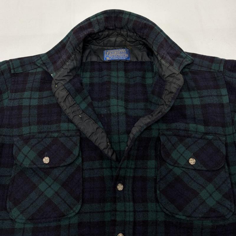 ペンドルトン PENDLETON シャツ、ブラウス 長袖 USA製 ヴィンテージ 長袖 ウール チェックシャツ ネルシャツ M チェック 緑 / グリーン / green X 紺 / ネイビー / navy メンズ USED 古着 中古 50162817