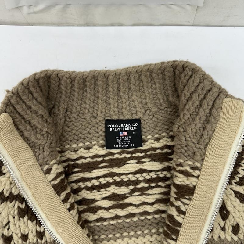 ポロラルフローレン POLO RALPH LAUREN ニット、セーター 長袖 90s 星条旗 柄 カウチン ニット ジップアップ ジャケット M 茶 / ブラウン / brown レディース USED 古着 中古 50162828