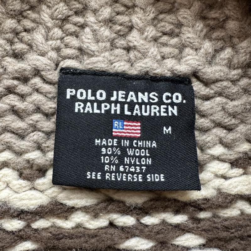 ポロラルフローレン POLO RALPH LAUREN ニット、セーター 長袖 90s 星条旗 柄 カウチン ニット ジップアップ ジャケット M 茶 / ブラウン / brown レディース USED 古着 中古 50162828