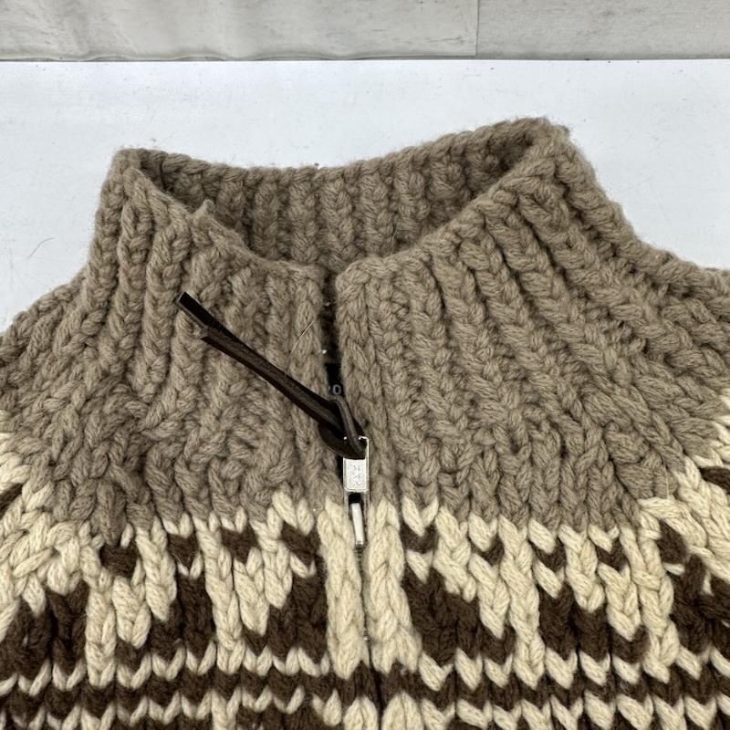 ポロラルフローレン POLO RALPH LAUREN ニット、セーター 長袖 90s 星条旗 柄 カウチン ニット ジップアップ ジャケット M 茶 / ブラウン / brown レディース USED 古着 中古 50162828