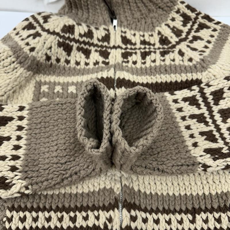 ポロラルフローレン POLO RALPH LAUREN ニット、セーター 長袖 90s 星条旗 柄 カウチン ニット ジップアップ ジャケット M 茶 / ブラウン / brown レディース USED 古着 中古 50162828