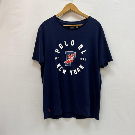 ラルフローレン RALPHLAUREN Tシャツ 半袖 ウイングフット ロゴ Tシャツ 現行QRタグ L 紺 / ネイビー / navy メンズ USED 古着 中古 50162837