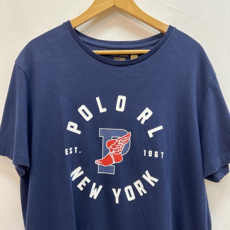 ラルフローレン RALPHLAUREN Tシャツ 半袖 ウイングフット ロゴ Tシャツ 現行QRタグ L 紺 / ネイビー / navy メンズ USED 古着 中古 50162837