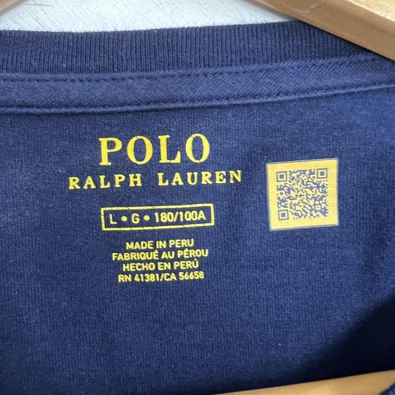 ラルフローレン RALPHLAUREN Tシャツ 半袖 ウイングフット ロゴ Tシャツ 現行QRタグ L 紺 / ネイビー / navy メンズ USED 古着 中古 50162837