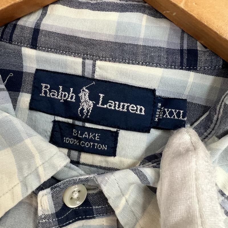 ラルフローレン RALPHLAUREN シャツ、ブラウス 半袖 BLAKE チェック ボタンダウンシャツ XXL 青 / ブルー / blue メンズ USED 古着 中古 50162841
