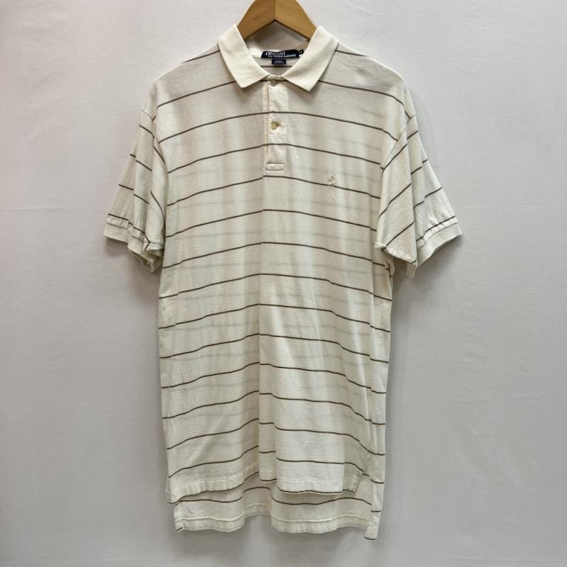 ポロバイラルフローレン Polo by RALPH LAUREN ポロシャツ 半袖 90s ボーダー ポロシャツ M 白 / ホワイト / white メンズ USED 古着 中古 50162847