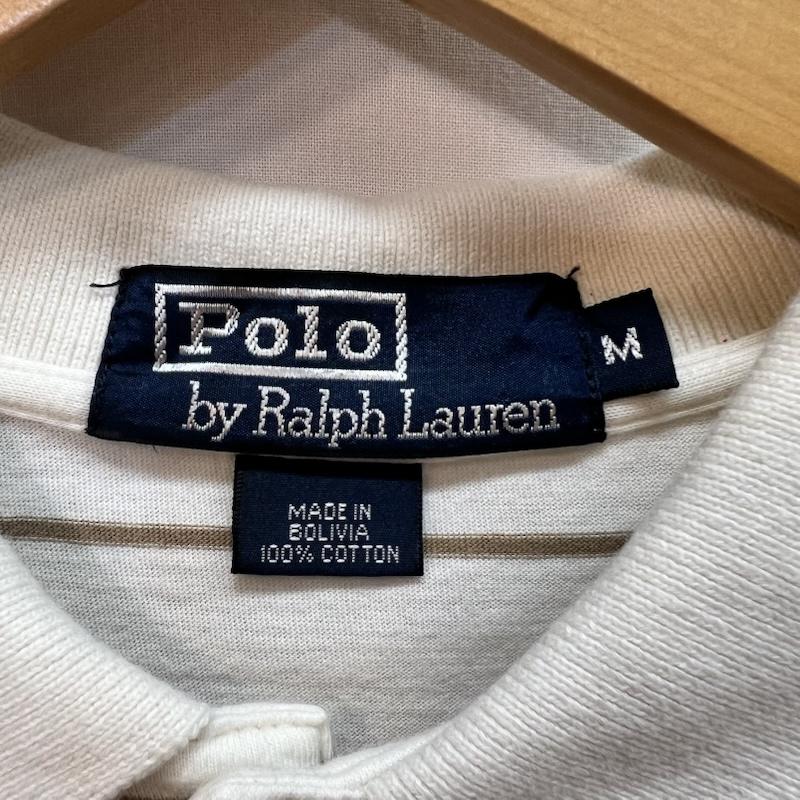 ポロバイラルフローレン Polo by RALPH LAUREN ポロシャツ 半袖 90s ボーダー ポロシャツ M 白 / ホワイト / white メンズ USED 古着 中古 50162847