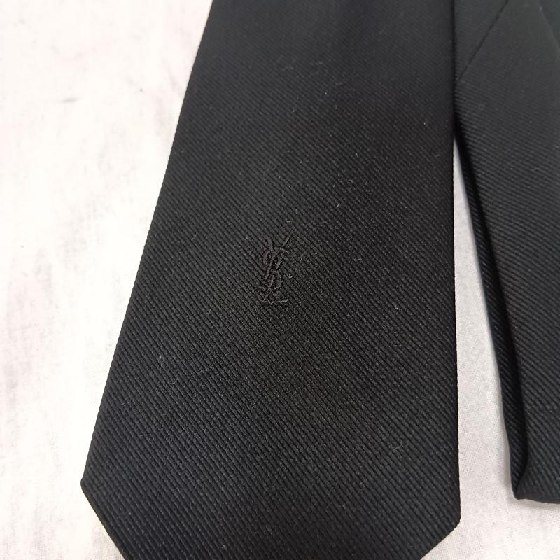 イヴサンローラン Yves Saint Laurent ネクタイ ネクタイ ロゴネーム刺繍 オールブラック フォーマル - 無地 X ロゴ、文字 黒 / ブラック / black メンズ USED 古着 中古 50162851