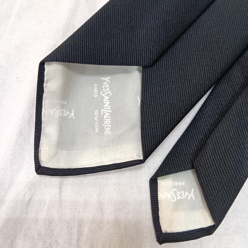 イヴサンローラン Yves Saint Laurent ネクタイ ネクタイ ロゴネーム刺繍 オールブラック フォーマル - 無地 X ロゴ、文字 黒 / ブラック / black メンズ USED 古着 中古 50162851