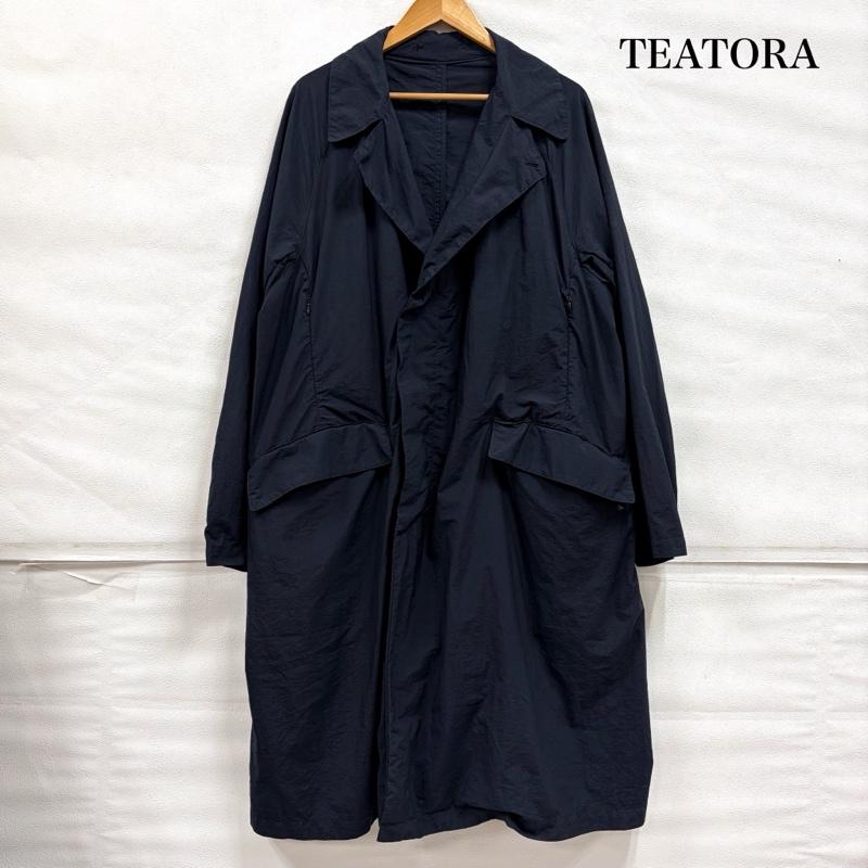 テアトラ TEATORA コート コート一般 DEVICE COAT スプリング デバイス コート ロング ジャケット Aライン ステンカラー ナイロン 48 無地 紺 / ネイビー / navy メンズ USED 古着 中古 50162853
