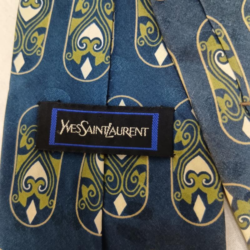イヴサンローラン Yves Saint Laurent ネクタイ ネクタイ 幾何学模様 総柄 シルク100％ ダイヤ - 総柄 青 / ブルー / blue X 白 / ホワイト / white メンズ USED 古着 中古 50162856