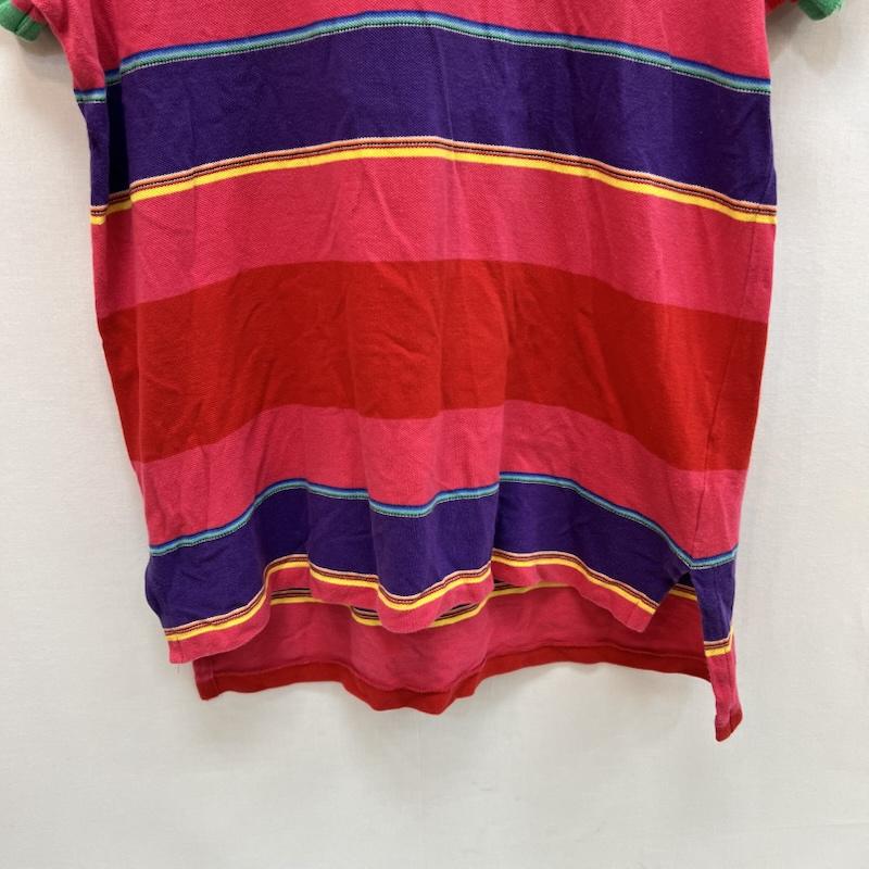 ポロバイラルフローレン Polo by RALPH LAUREN ポロシャツ 半袖 マルチボーダー ポロシャツ カスタムフィット L 赤 / レッド / red X 桃 / ピンク / pink レディース USED 古着 中古 50162857