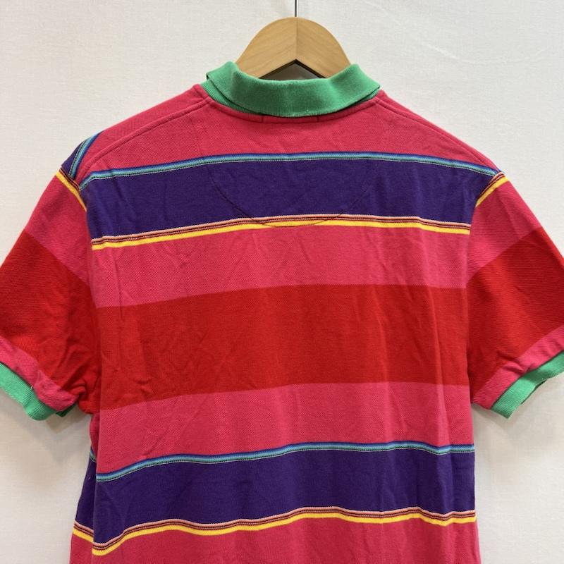 ポロバイラルフローレン Polo by RALPH LAUREN ポロシャツ 半袖 マルチボーダー ポロシャツ カスタムフィット L 赤 / レッド / red X 桃 / ピンク / pink レディース USED 古着 中古 50162857