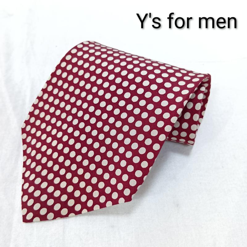 ワイズフォーメン Y s for men ネクタイ ネクタイ ドット 総柄 シルク100％ バーガンディ - ドット えんじ / ワインレッド / dark red X オフホワイト / オフホワイト / メンズ USED 古着 中古 50162858