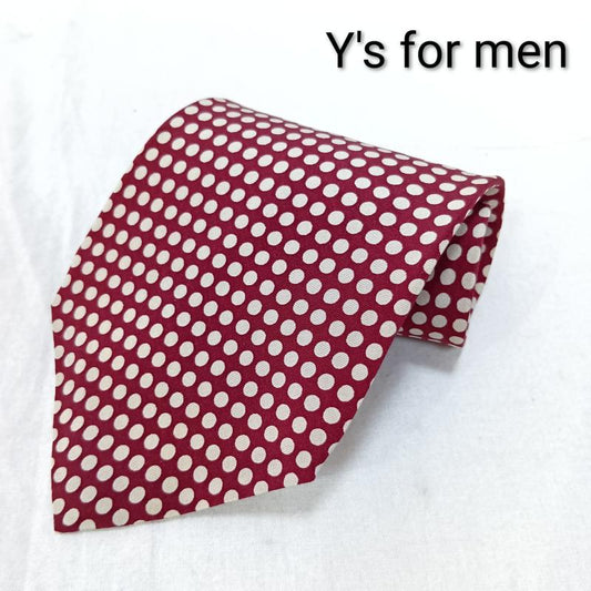 ワイズフォーメン Y s for men ネクタイ ネクタイ ドット 総柄 シルク100％ バーガンディ - ドット えんじ / ワインレッド / dark red X オフホワイト / オフホワイト / メンズ USED 古着 中古 50162858