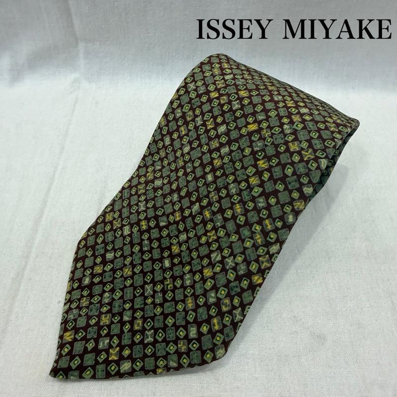 イッセイミヤケ ISSEY MIYAKE ネクタイ ネクタイ 総柄 im MIYAKE DESIGN STUDIO 80-90s シルク100％ - 総柄 茶 / ブラウン / brown X 薄緑 / ライトグリーン / メンズ USED 古着 中古 50162862
