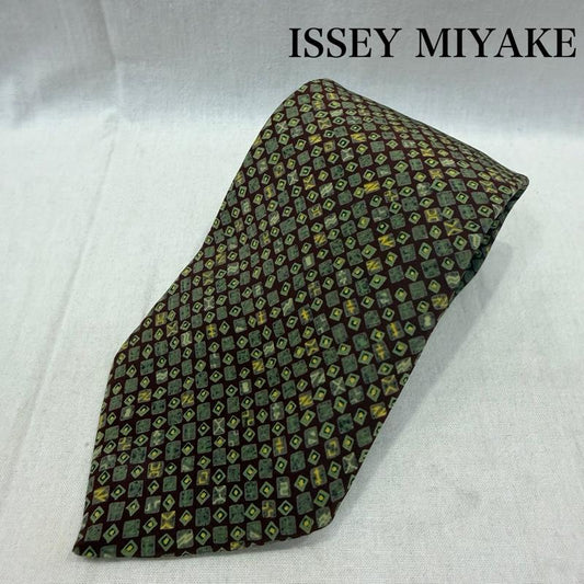 イッセイミヤケ ISSEY MIYAKE ネクタイ ネクタイ 総柄 im MIYAKE DESIGN STUDIO 80-90s シルク100％ - 総柄 茶 / ブラウン / brown X 薄緑 / ライトグリーン / メンズ USED 古着 中古 50162862