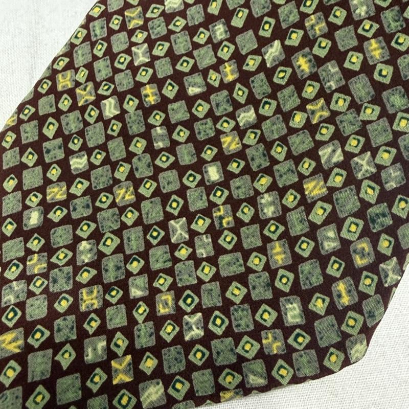 イッセイミヤケ ISSEY MIYAKE ネクタイ ネクタイ 総柄 im MIYAKE DESIGN STUDIO 80-90s シルク100％ - 総柄 茶 / ブラウン / brown X 薄緑 / ライトグリーン / メンズ USED 古着 中古 50162862