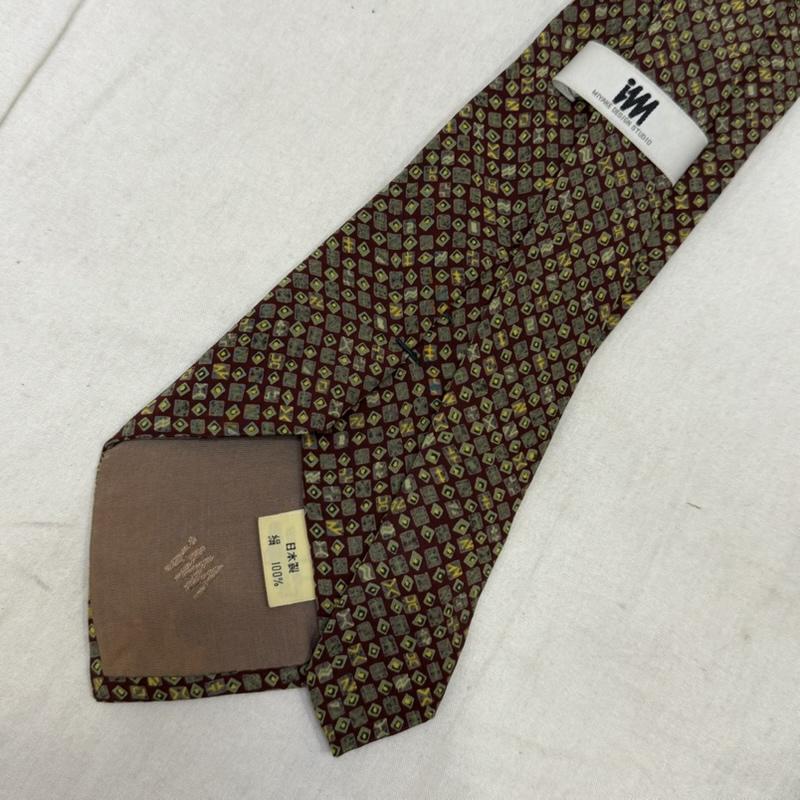 イッセイミヤケ ISSEY MIYAKE ネクタイ ネクタイ 総柄 im MIYAKE DESIGN STUDIO 80-90s シルク100％ - 総柄 茶 / ブラウン / brown X 薄緑 / ライトグリーン / メンズ USED 古着 中古 50162862