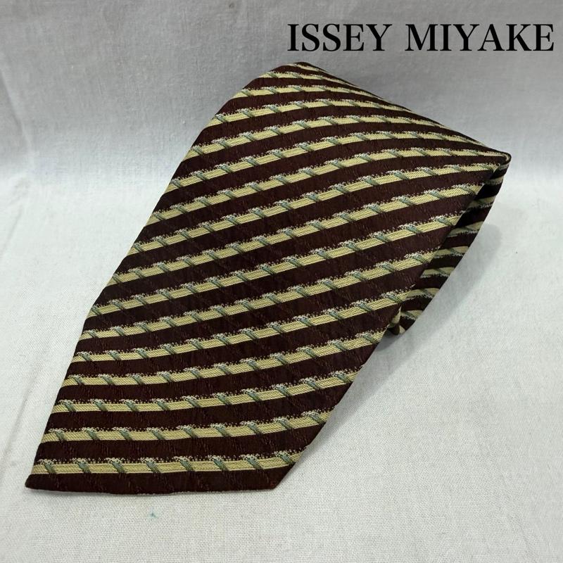 イッセイミヤケ ISSEY MIYAKE ネクタイ ネクタイ レジメンタル 総柄 im product シルク100％ - 総柄 茶 / ブラウン / brown X 黄 / イエロー / yellow メンズ USED 古着 中古 50162869