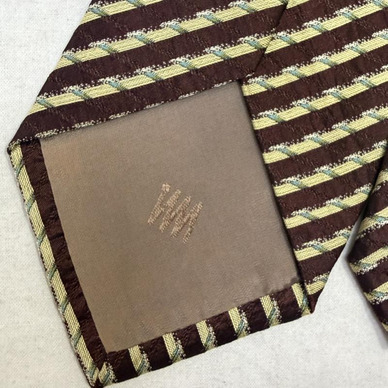 イッセイミヤケ ISSEY MIYAKE ネクタイ ネクタイ レジメンタル 総柄 im product シルク100％ - 総柄 茶 / ブラウン / brown X 黄 / イエロー / yellow メンズ USED 古着 中古 50162869