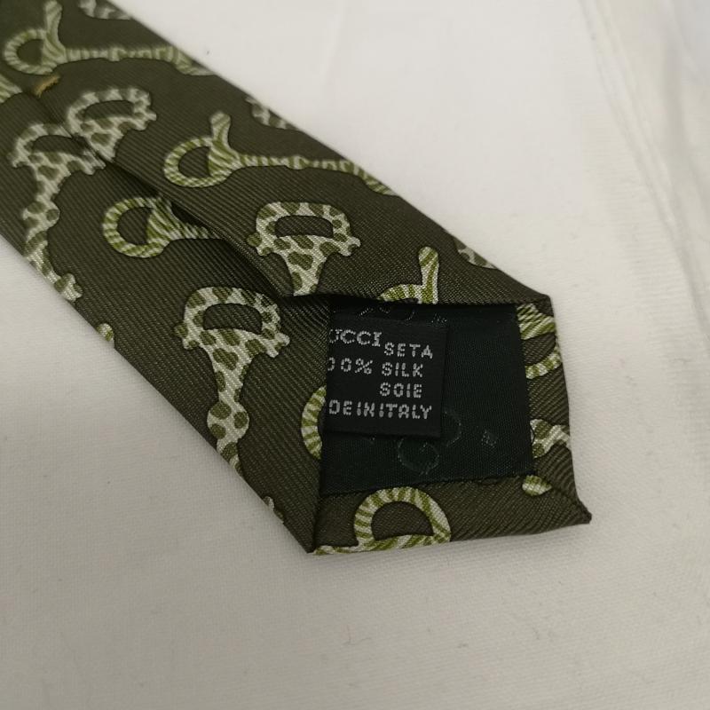 グッチ GUCCI ネクタイ ネクタイ 馬具モチーフ シルク ネクタイ - 緑 / グリーン / green メンズ USED 古着 中古 50162873
