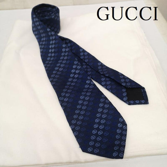 グッチ GUCCI ネクタイ ネクタイ GG パターン シルク ネクタイ - 紺 / ネイビー / navy メンズ USED 古着 中古 50162874