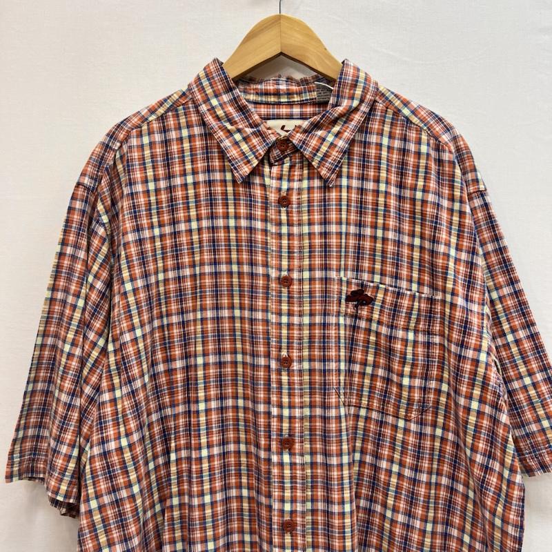 古着 USED シャツ、ブラウス 半袖 SOUTH POLE サウスポール 90s-00s ロゴ チェックシャツ XL 橙 / オレンジ / orange メンズ USED 古着 中古 50162897