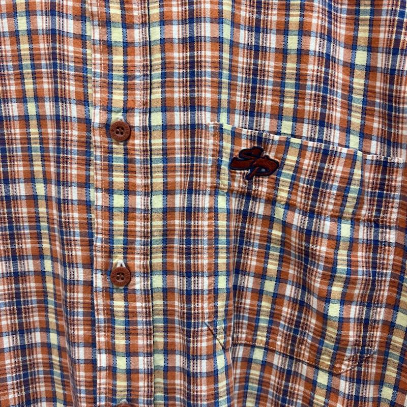 古着 USED シャツ、ブラウス 半袖 SOUTH POLE サウスポール 90s-00s ロゴ チェックシャツ XL 橙 / オレンジ / orange メンズ USED 古着 中古 50162897