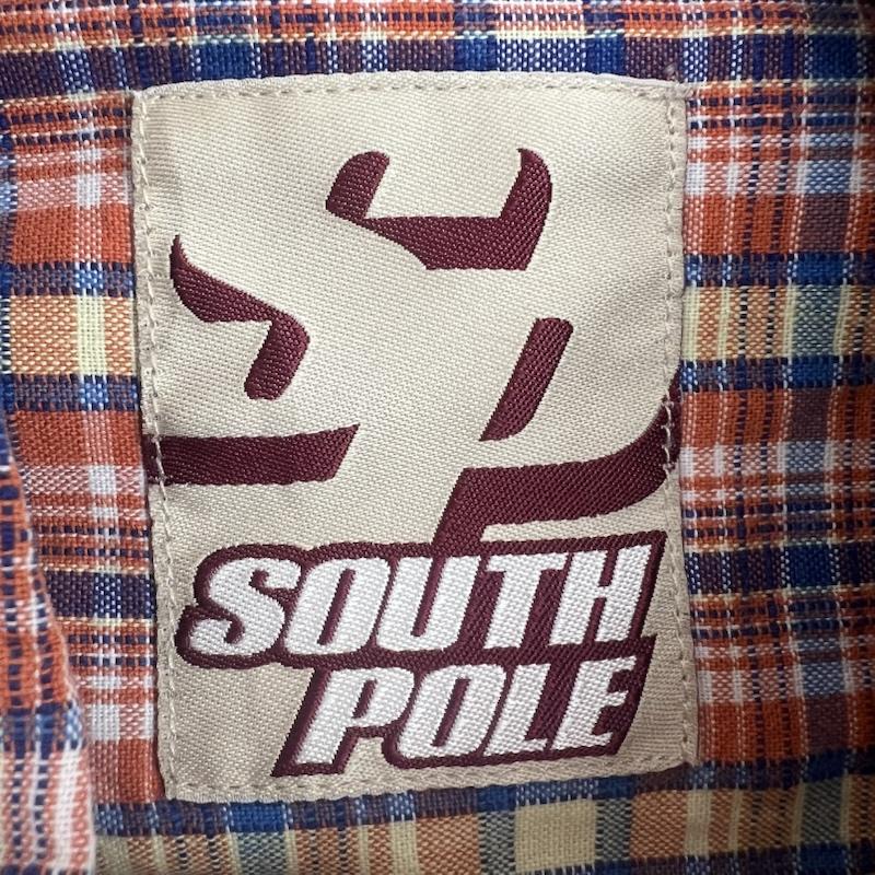 古着 USED シャツ、ブラウス 半袖 SOUTH POLE サウスポール 90s-00s ロゴ チェックシャツ XL 橙 / オレンジ / orange メンズ USED 古着 中古 50162897