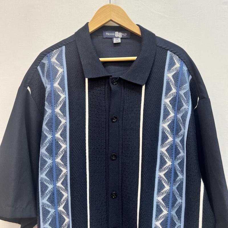 古着 USED シャツ、ブラウス 半袖 Michael Irvin 88 3Dニットシャツ 90s 00s 3XL - 紺 / ネイビー / navy メンズ USED 古着 中古 50162901