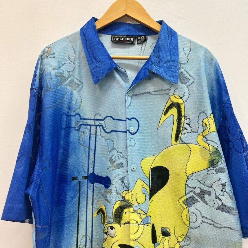 古着 USED シャツ、ブラウス 半袖 DELF 90s 00s グラフィック メッシュシャツ 3XL - 青 / ブルー / blue メンズ USED 古着 中古 50162902