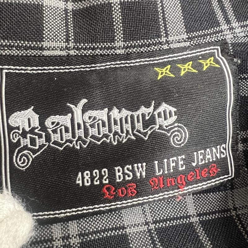 古着 USED シャツ、ブラウス 半袖 Balance STREET WEAR 90s 00s ハーフジップ チェックシャツ - 黒 / ブラック / black メンズ USED 古着 中古 50162904