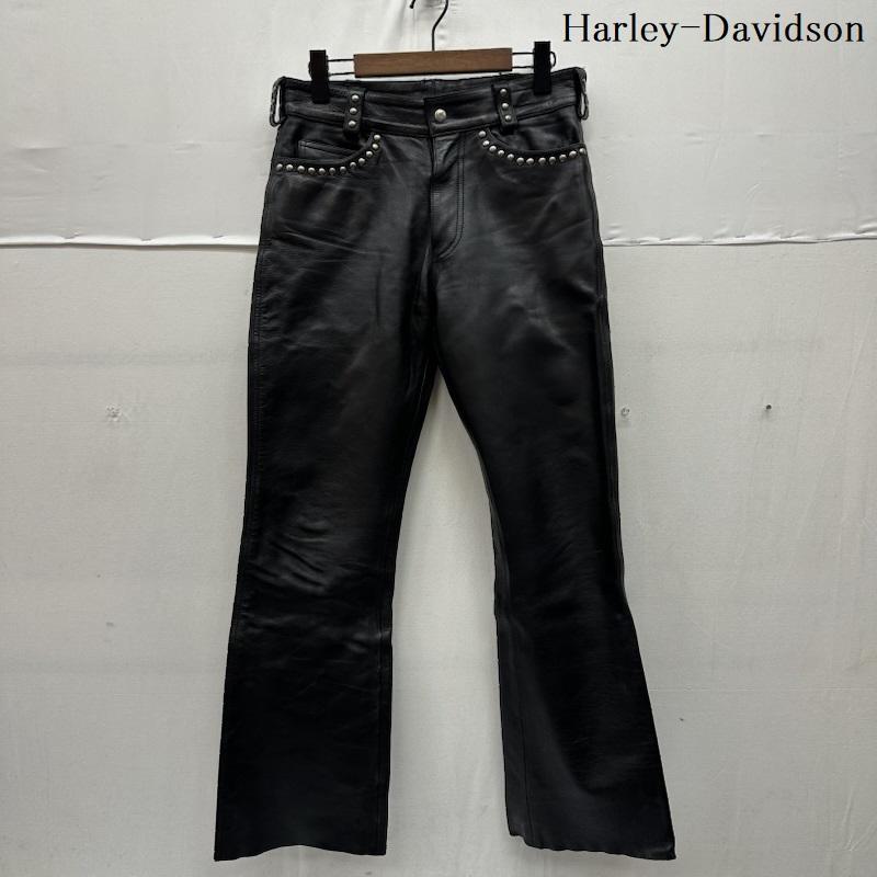 ハーレーダビッドソン Harley-Davidson パンツ ワークパンツ、ペインターパンツ スタッズ レザー ブーツカット パンツ 30インチ 黒 / ブラック / black メンズ USED 古着 中古 50162921
