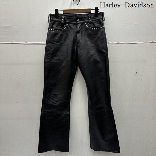 ハーレーダビッドソン Harley-Davidson パンツ ワークパンツ、ペインターパンツ スタッズ レザー ブーツカット パンツ 30インチ 黒 / ブラック / black メンズ USED 古着 中古 50162921