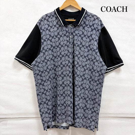 コーチ COACH ポロシャツ 半袖 半袖 ロゴ 総柄 ポロシャツ シグネチャー CO816 XL ロゴ、文字 X 総柄 灰 / グレー / gray X 紺 / ネイビー / navy X 黒 / ブラック / black X 白 / ホワイト / white メンズ USED 古着 中古 50162976