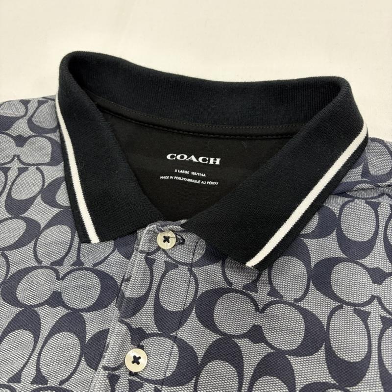 コーチ COACH ポロシャツ 半袖 半袖 ロゴ 総柄 ポロシャツ シグネチャー CO816 XL ロゴ、文字 X 総柄 灰 / グレー / gray X 紺 / ネイビー / navy X 黒 / ブラック / black X 白 / ホワイト / white メンズ USED 古着 中古 50162976