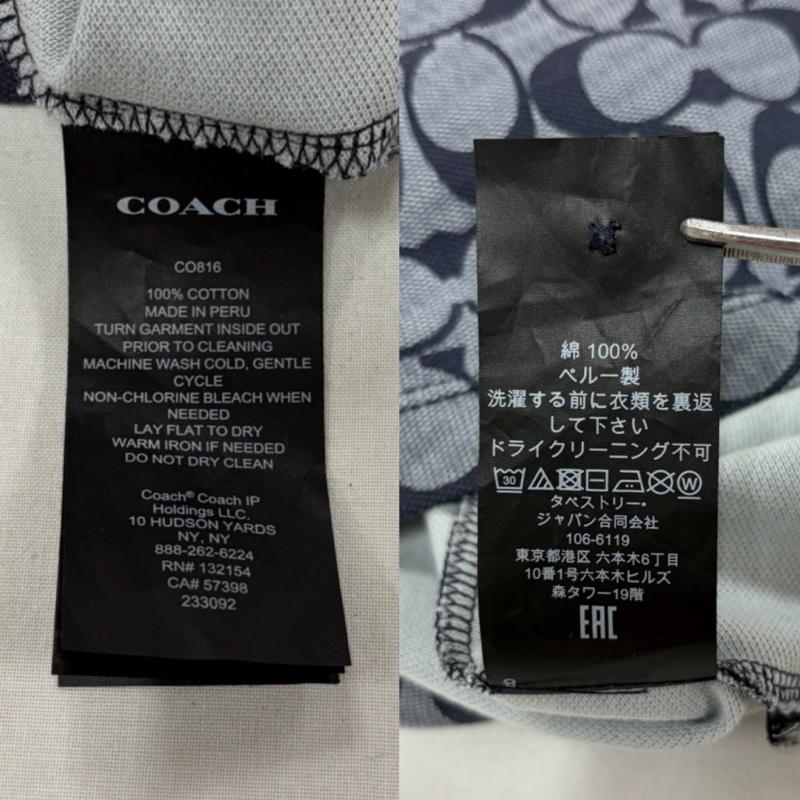 コーチ COACH ポロシャツ 半袖 半袖 ロゴ 総柄 ポロシャツ シグネチャー CO816 XL ロゴ、文字 X 総柄 灰 / グレー / gray X 紺 / ネイビー / navy X 黒 / ブラック / black X 白 / ホワイト / white メンズ USED 古着 中古 50162976